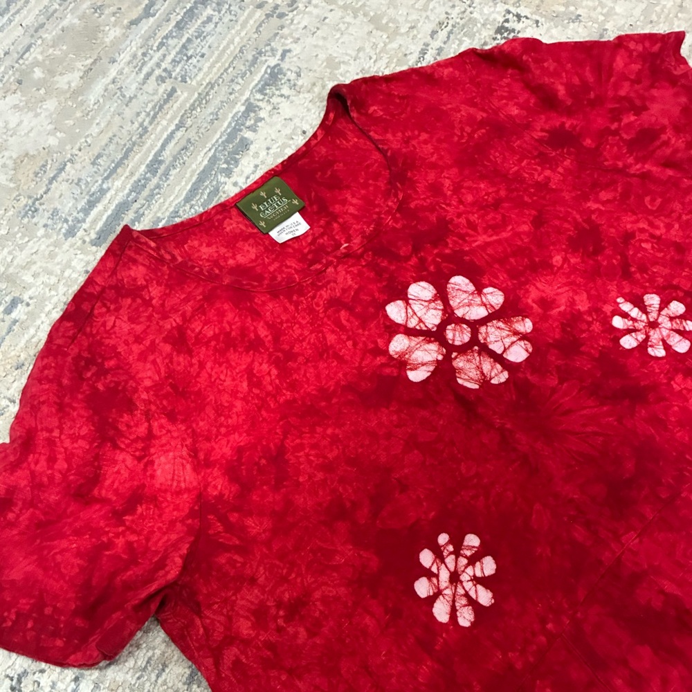 Blue Cactus - BOHO 100% Linen Red Dress | Size 2X - Picture 4 of 6